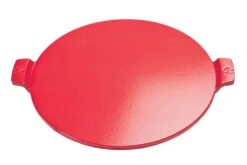 Pizzacraft 14.5" ThermaBond™ Round Glazed Pizza Stone With Handles – Red
